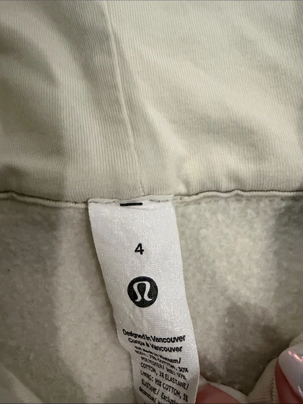 Lululemon Scuba Full Zip Cropped Hoodie Bone Size 4